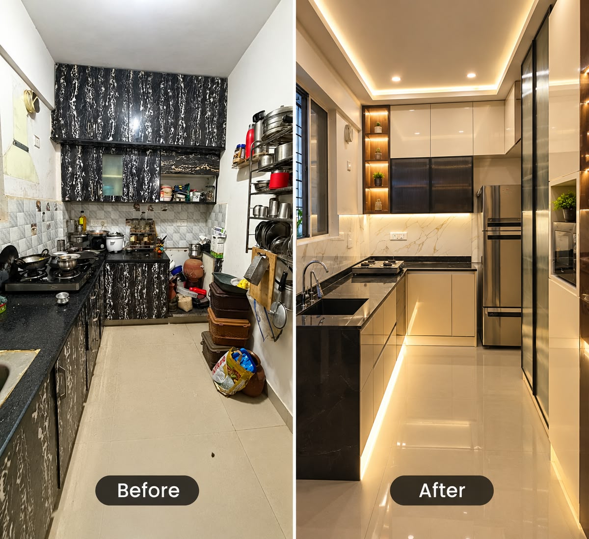 A Kitchen of 80 sq.ft, delivered in 35 days.